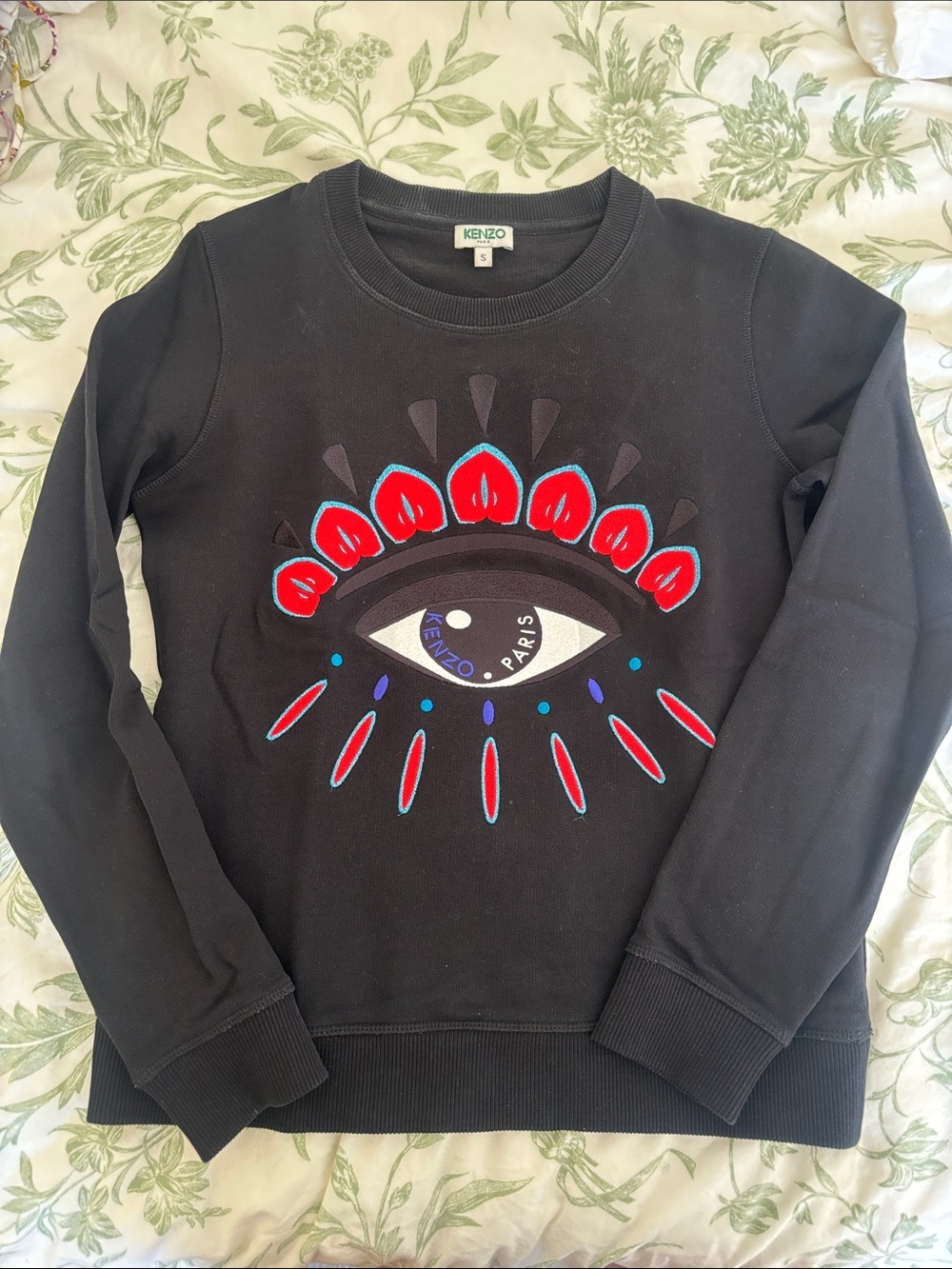Kenzo Black Sweatshirt with Multicolor Eye Motif